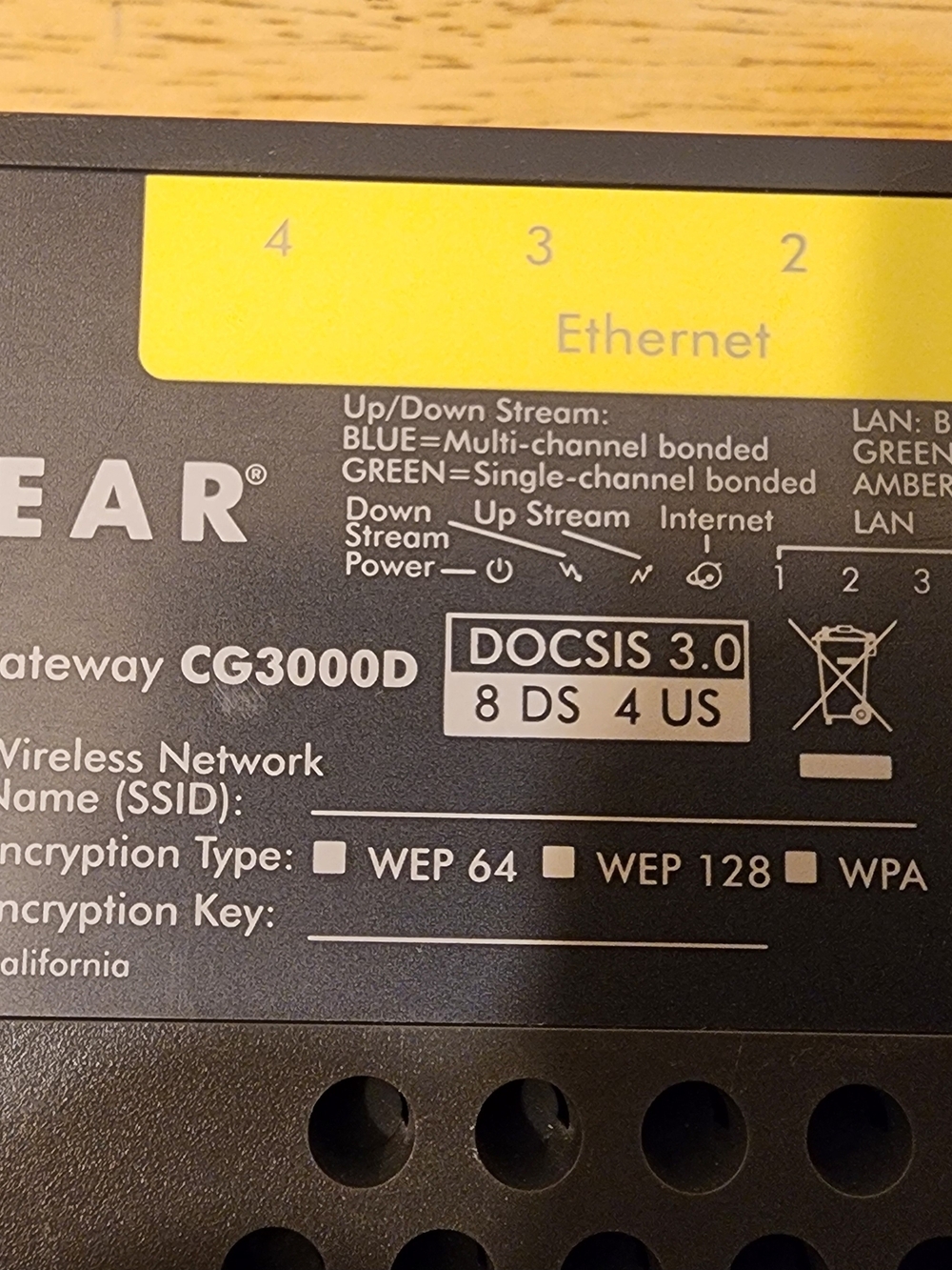 Netgear CG3000D Wireless Cable Gateway WiFi Modem Router Combo - Picture 5 of 8